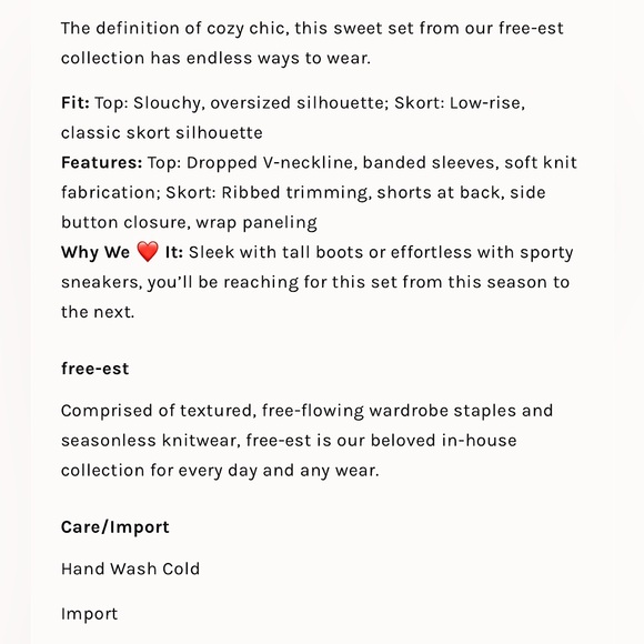 NEW Free People Primavera Skort Co-Ord Set In Black - Picture 5 of 6